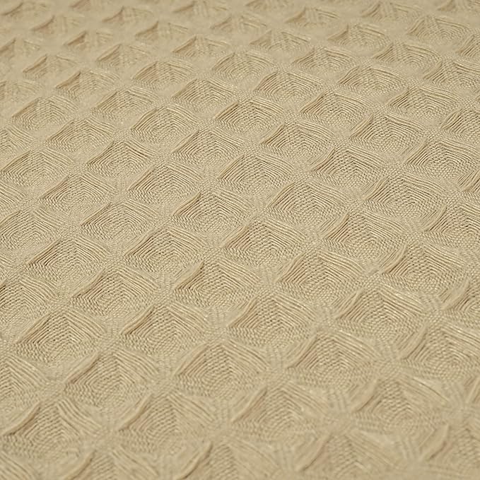 River Dream Linen Fabric Shower Curtain Set, Cotton Blend, Waffle Weave, with Snap in Replacement Liner，71 x 74 inches