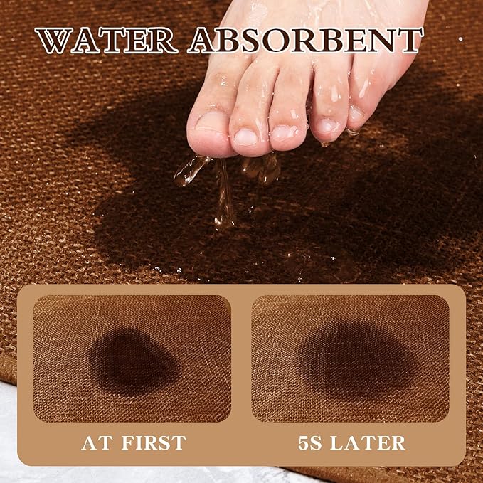 chakme Bathroom Rugs Mat 47x17, Ultra Thin Bath Rug Non Slip Runner Quick Dry Absorbent Bath Mat for Bathroom, (Rust, 47"x17")