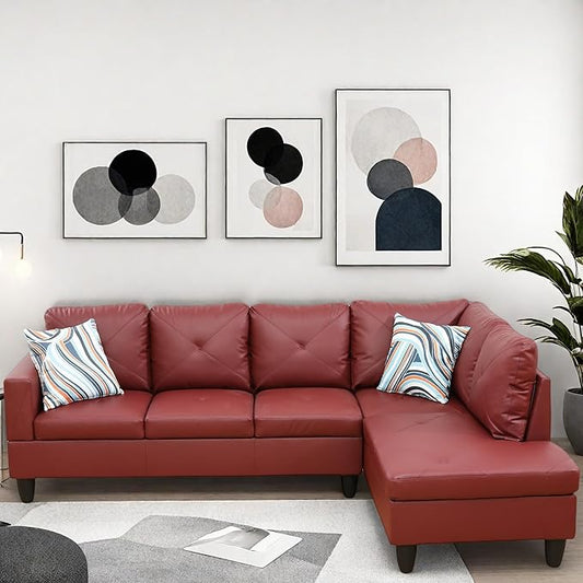 L Shaped Couch, Modular Sectional Sofa with Chaise, Modern Modular Sofas Furniture Sofa Couches for Living Room/Apartment/Office/Bedroom, Red