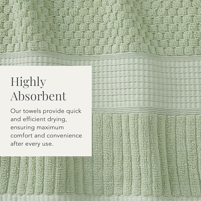 NY Loft 100% Cotton Hand Towel 6 Pack Hand Towel Set | Super Soft & Absorbent Quick-Dry Hand Towels 16" x 28" |Textured and Durable Cotton | Trinity Collection (6 Pack Hand Towel, Sage)