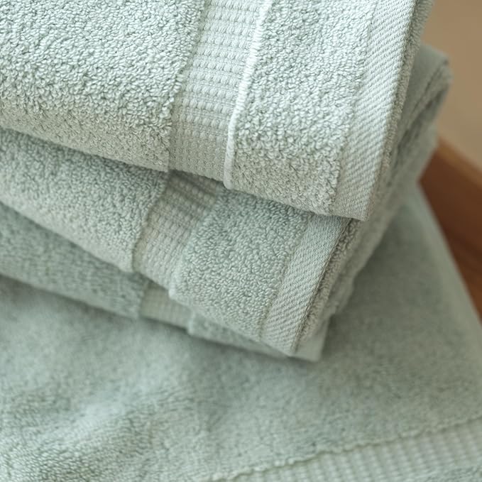 SALBAKOS 100% Turkish Cotton Hand Towel Set of 6 16x30 inch | Heirloom Quality | Hotel & Spa Collection | Soft, Absorbent, Long Lasting Hand Towels | Made in Turkey (Seafoam Green, 6 Hand Towels)
