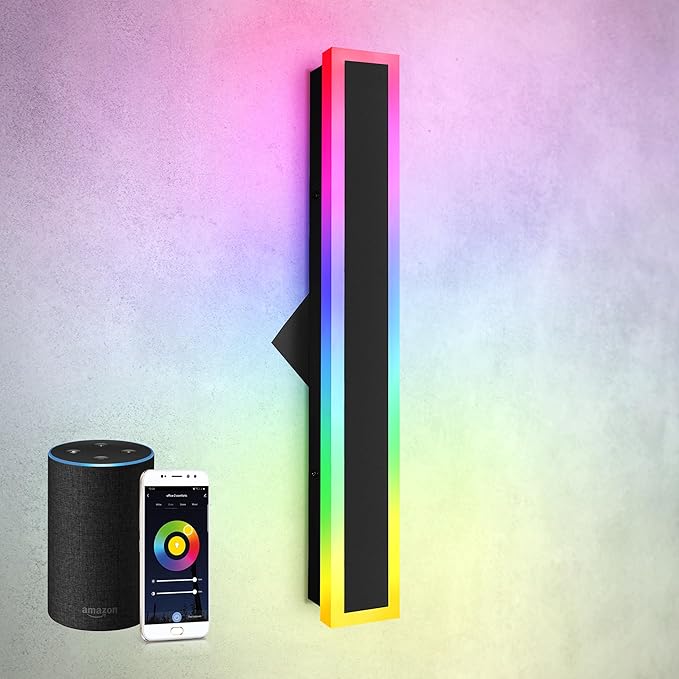 ASD LED 24" Long Wall Mount Light Fixture, Outdoor & Indoor Linear Sconce | RGBW, Smart, Waterproof, Anti-Rust, ETL Listed | 18W 900LM 2700-6500K 100-277V | Exterior Porch Lighting | Black