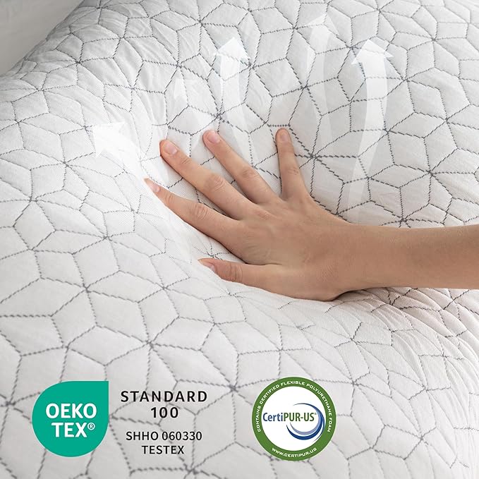 Cooling Shredded Memory Foam Pillows for Sleeping 2 Pack, Adjustable Bed Pillow for Side Back Stomach Sleepers Luxury Gel Pillows Queen Size Set of 2 with Washable Removable Cover