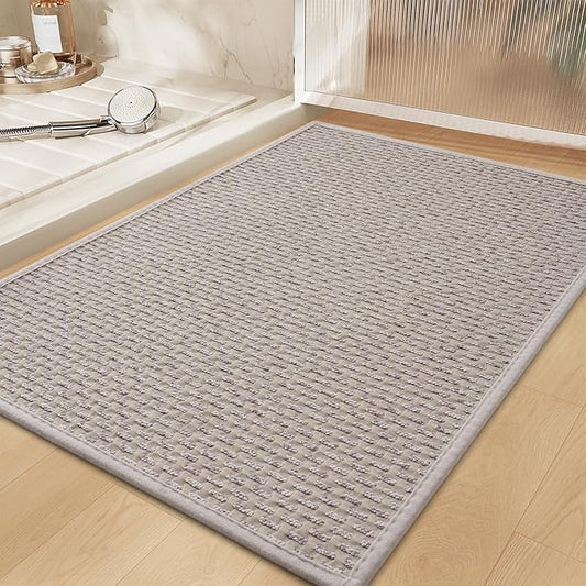 RESARE Non Slip Bath Mat - Machine Washable Bathroom Rugs, Super Absorbent, Quick Dry, Ultra Soft, 17"x30", Light Grey