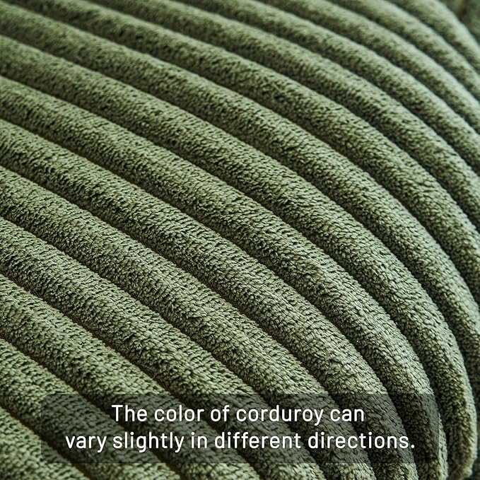 Furniliving Upholstered Swivel Accent Chair for Living Room, Modern Armchair Side Chair with Headrest Bedroom Chair with Metal Legs Comfy Sofa Chairs with Pillow, Large, Corduroy, Green