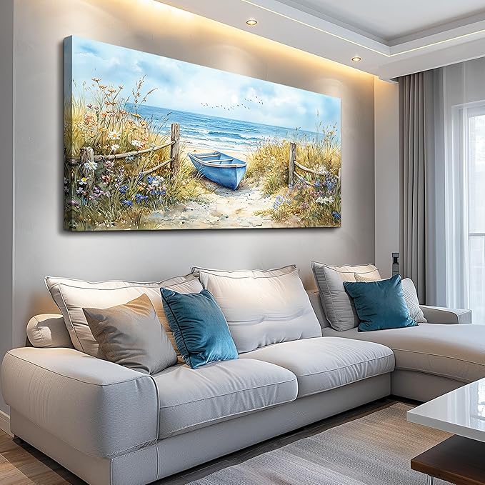 PHAOHUAXM Large Wall Decor Canvas Painting Wall Art For Bedroom Living Room Decoration Beach And Ocean Landscape Painting Printed picture artworks Room For office Room Bathroom Home Decor 30x60 In