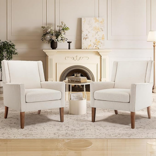 Accent Chairs for Living Room, Mid-Century Wooden Fabric Living Room Chairs, Arm Chair, Side Chairs for Living Room, Bedroom, Reading Nook