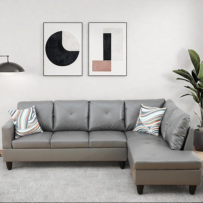 L Shaped Couch, Modular Sectional Sofa with Chaise, Modern Modular Sofas Furniture Sofa Couches for Living Room/Apartment/Office/Bedroom, Dark Grey