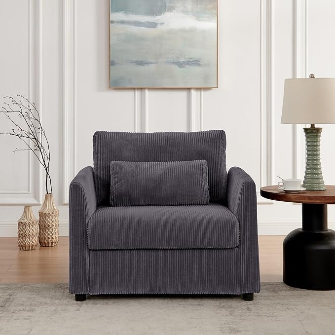 Accent Chair Set of 2 Living Room Chairs in Corduroy Fabric,Reading Chair Sofa Couch for Apartment Bedroom and Small Spaces.(Grey, 2 Chairs)