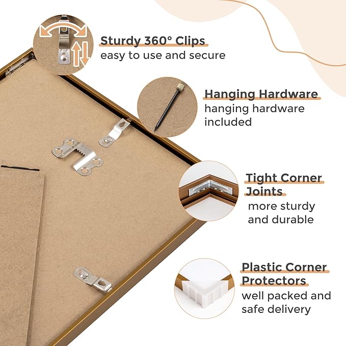 5x7 Picture | Metal Picture Frame With Mat For 4x6 | 5x7 Aluminum Frame | 5 x 7 Photo Frame | Plexiglass And Hanging Hardware Included | 5x7 Black Picture Frame | 3Pcs, Bronze