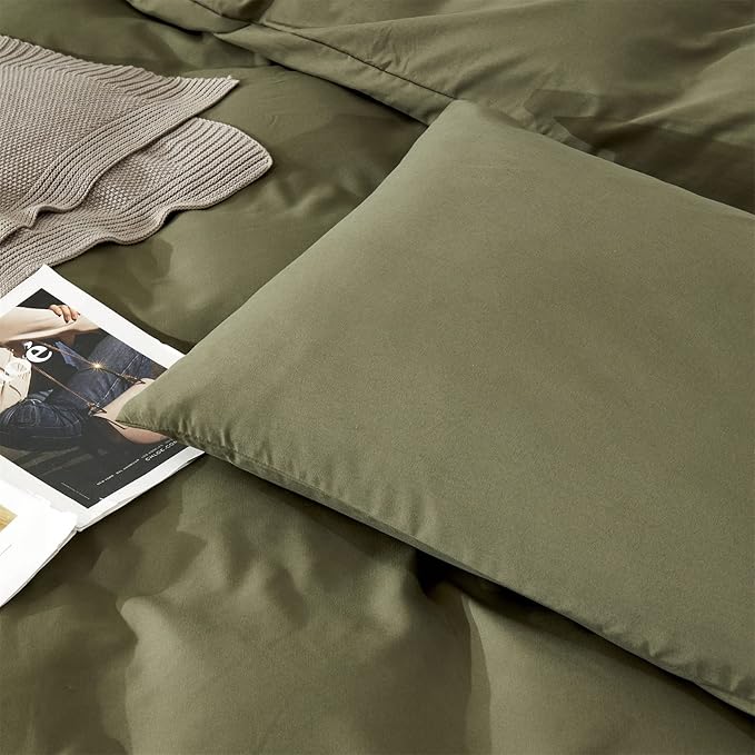 Luxlovery Olive Green Comforter Set King Army Green Bedding Comforter Set Modern Stylish Avocado Blanket Quilts Breathable Bedding Set Women Men Adults