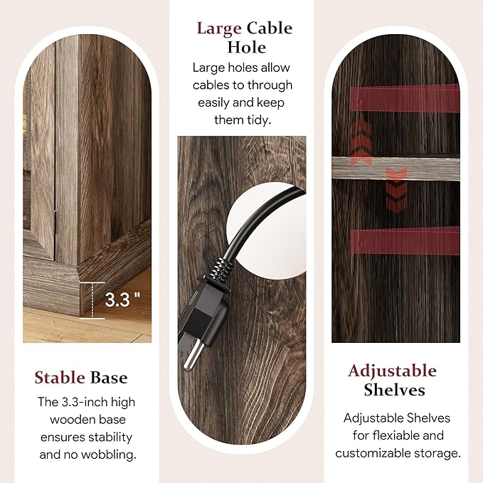 MXV 70'' Fireplace TV Stand, Farmhouse Entertainment Center with 3 Sided Glass TV Stand, Modern Media Console Table with Storage Drawers & Cabinets with LED Flame and Lights for Living Room, Gray