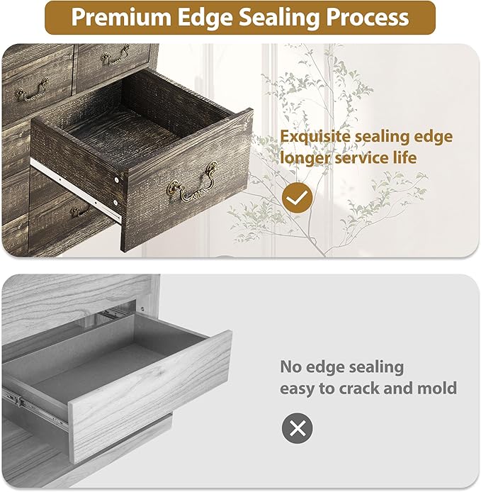 GAOMON 9 Drawers Dresser for Bedroom, Wooden Chest of Drawer with Large Drawers & Metal Handles for Bedroom, Living Room, Hallway, Black