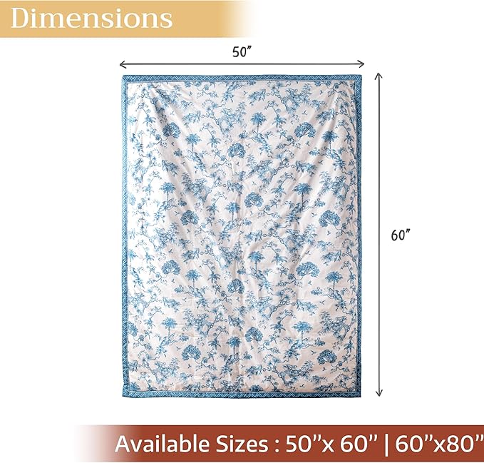 Maison d' Hermine Throw Blanket for Couch Lightweight Soft Warm Breathable Cotton Throw Blankets for Bed Girls Boys Women Men Gifts Sofa Travel Living Room Chair Bedding (60"x80", Bonobo)