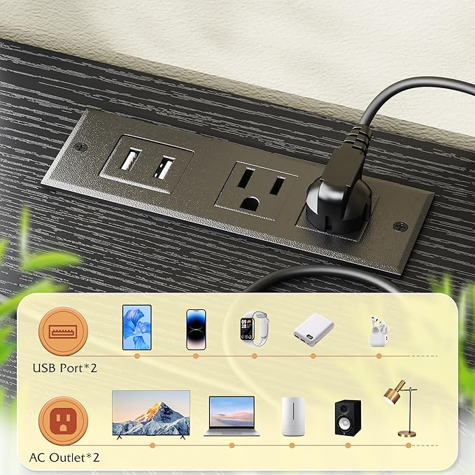 TV Stand Dresser with LED Lights & Power Outlets, Entertainment Center for 50" Inch TV, 5 Drawers TV Stand for Bedroom Dresser with Shelves for Living Room, Sturdy Metal Frame, Grey