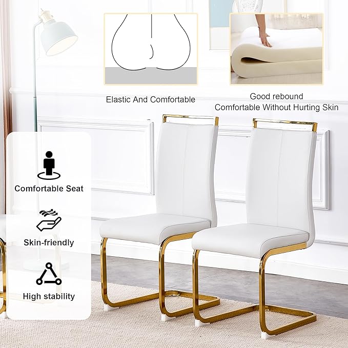 Dining Table Set for 8, Kitchen Table Chairs Set of 8, Modern Dining Room Set with 71" Marble Dinner Table PU Leather Upholstered Chairs for Kitchen