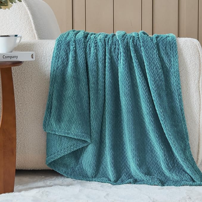 NEWCOSPLAY Super Soft Twin Blanket Dark Blue Premium Silky Flannel Fleece Leaves Pattern Lightweight Bed Blanket All Season Use (Dark Blue, Twin(60"x80"))