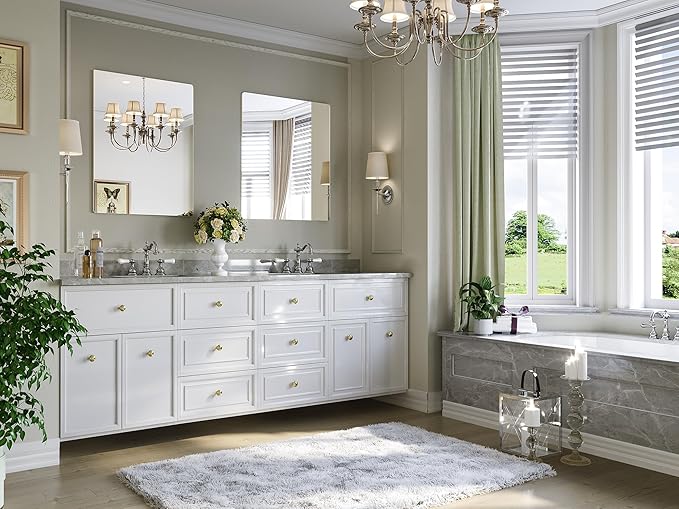 Frameless Mirror, 28"x32" Bathroom Mirrors for Over Sink, Large Tempered Glass Square Vanity Mirror, Wall Mirror for Living Room, Bedroom, Entryway, Gym, Yoga