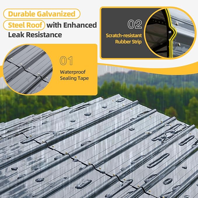 EROMMY 14x20 FT RV Metal Carport, Heavy Duty Carports with Reinforced Steel Frame, Weather-Resistant Galvanized-Steel Roof Shelters, Outdoor Car Shed for 2 Vehicles, Truck, Boat and SUV, Gray