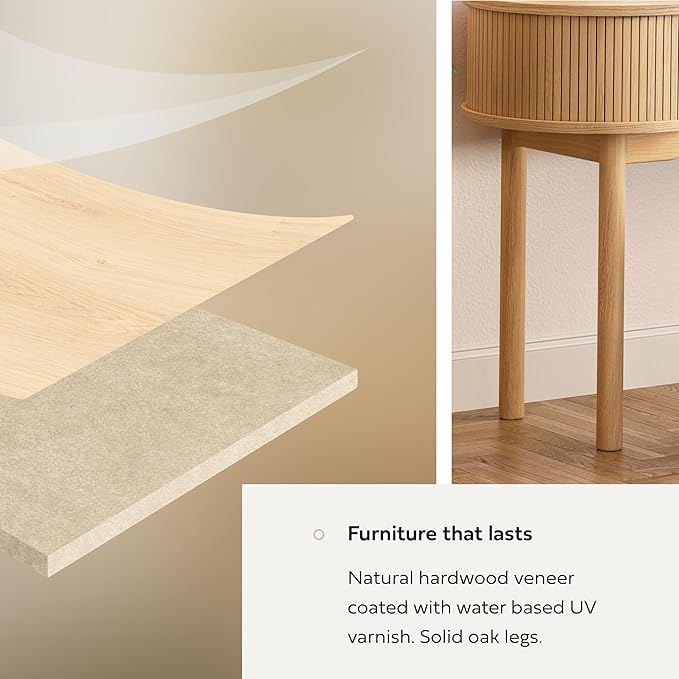 WERMO 51'' Small Wood Writing Desk and Makeup Vanity Desk with Storage and Sliding Doors - Narrow Computer and Work Table for Home Office, Modern Vanity, Oak Dressing Table for Bedroom (Oak)