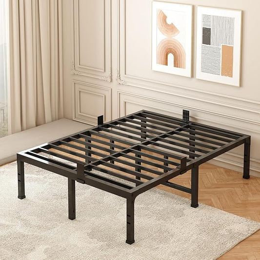 FUIOBYVV King Bed Frames, 18 Inch Heavy Duty Metal Platform Bed Frame Twin Size Support Up to 3500 lbs, No Box Spring Needed/No Shaking/Steel Slat Support/Noise Free/Easy Assembly