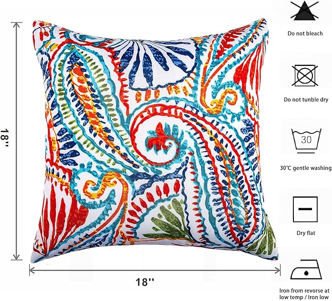 Outdoor Throw Pillows - Decorative Pillows with Insert Included Set of 2 Outdoor Pillows for Patio Furniture 18x18 Inch
