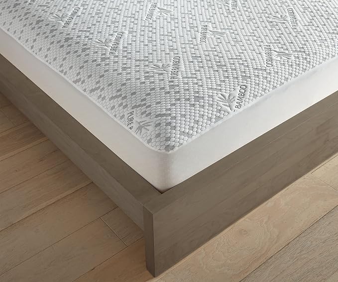 Queen Mattress Protector by PURE BAMBOO, Waterproof, Charcoal Fiber - Viscose Derived from Bamboo Charcoal Fiber, Mattress Cover Protects Against Moisture, Spills, Stains (Queen)