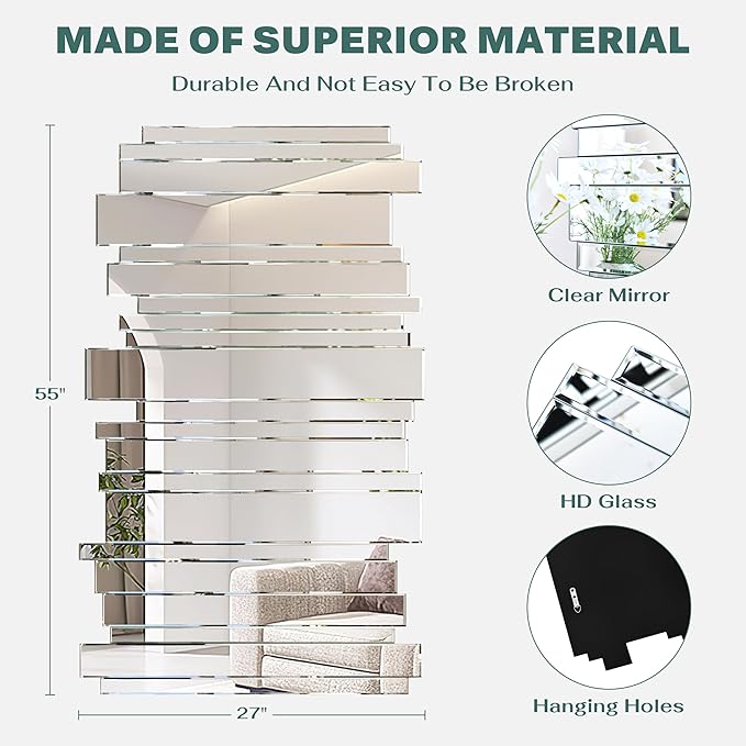 27×55 inch Wall Mirrors Decorative- Large Art GrecianWall Mirror for Living Room/Entryway/Hotel