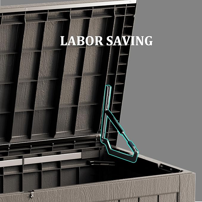 270 Gallon Heavy Duty Outdoor Storage Box - Extra Large Package Protection for Outside Deliveries, Patio Storage Bench & Resin Deck Chest with Lock, UV-Resistant, Slate Grey