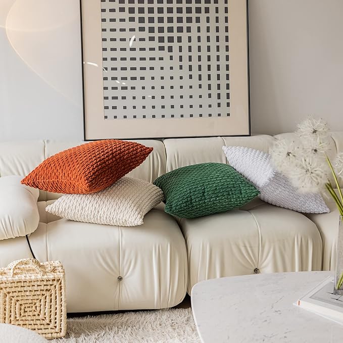 Kevin Textile Fall Soft Velvet Solid Square Decorative Cushion Cover Handmade Pillowcase with Hidden Zipper for Seasonal Autumn 2 Packs 18x18 Inch Burnt Brick