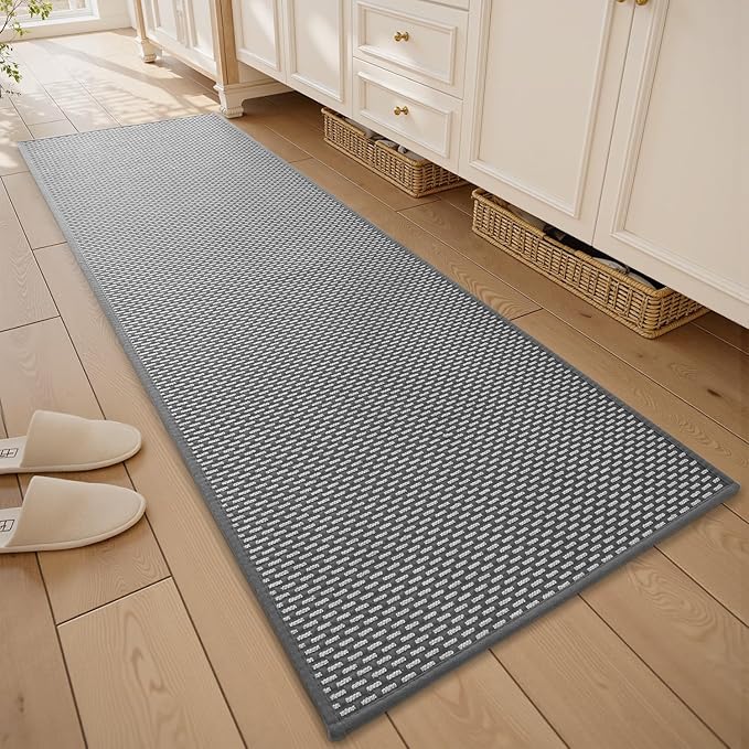 RESARE Non Slip Bathroom Runner - Machine Washable Bath Rugs, Super Absorbent Bath Mat Quick Dry Bath Runner, Bath Mat Ultra Soft Rugs for Bathroom Floor, 20"x70" Dark Grey