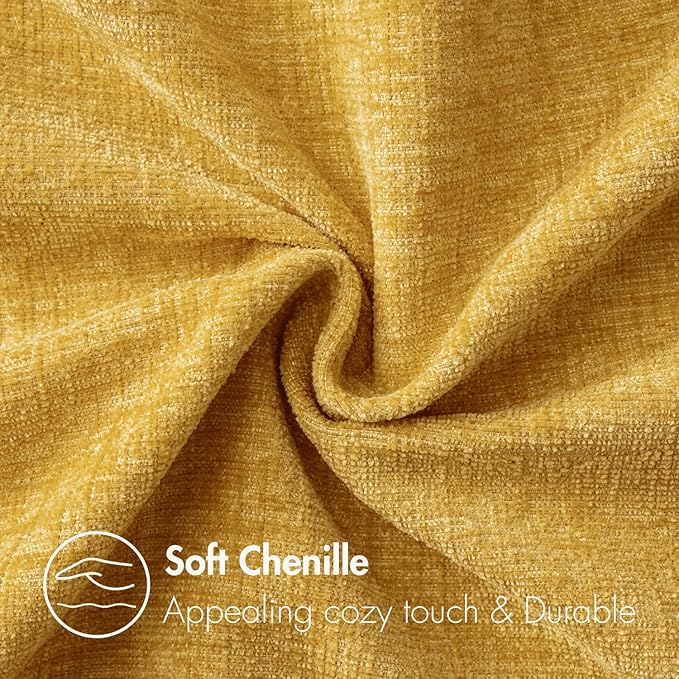 MIULEE Pack of 2 Mustard Yellow Throw Pillow Covers 20x20 Inch Soft Spring Chenille Pillow Covers for Sofa Living Room Couch Solid Dyed Cases