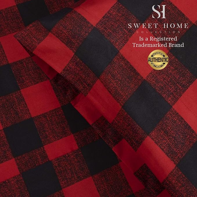 1500 Supreme Collection Buffalo Print Sheet Set, King Size - Luxury Bed Sheets Set with Deep Pocket Wrinkle Free Bedding, King, Burgundy/Black Buffalo Print