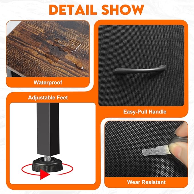 Dresser for Bedroom with 7 Drawers, Chest of Drawers, Storage Drawers Organizer Unit, Black Wide Fabric Dresser with Fabric Bins for Closet, Living Room, Entryway (Black and Rustic Brown)