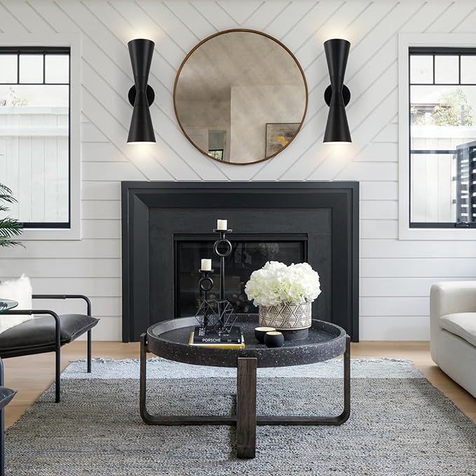 Wall Sconce Bathroom Sconces Wall Lighting, 18 inch Black Modern Sconces Up Down Lights Wall Decor Indoor Wall Light Fixtures for Living Room Hallway Staircase Bedroom Hardwired