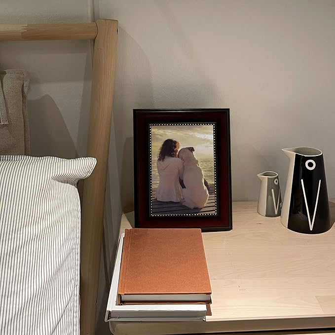 GraduatePro Picture Frames for 5x7 Photo 2-Pack Mahogany with Gold Beaded Wall Tabletop Collage Brown