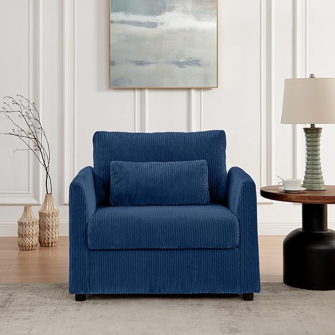 Accent Chair Set of 2 Living Room Chairs in Corduroy Fabric,Reading Chair Sofa Couches for Apartment Bedroom and Small Spaces. (Blue, 2 Chairs)