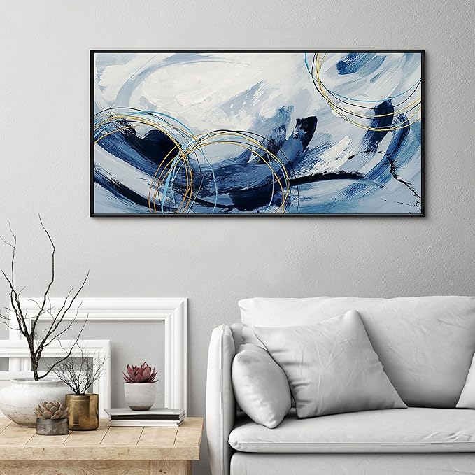 yiijeah Bedroom Wall Decor - Wall Hanging Decor Wall Pictures for Living Room Home Sign Horizontal Wall Art Dining Room Blue and Gray Bathroom Decoraciones Para Sala