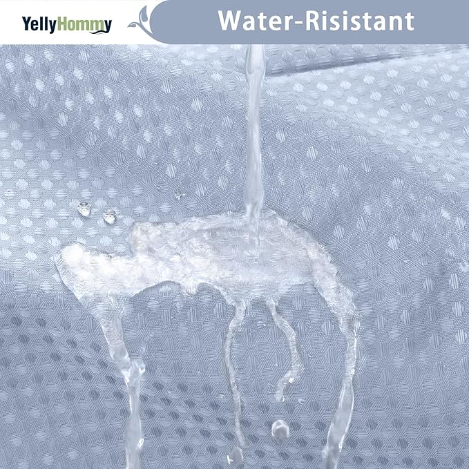 YellyHommy No Hook Shower Curtain with Snap in Liner Set Less Time Waffle Shower Curtain for Bathroom 75" L x 72" W Mist Blue