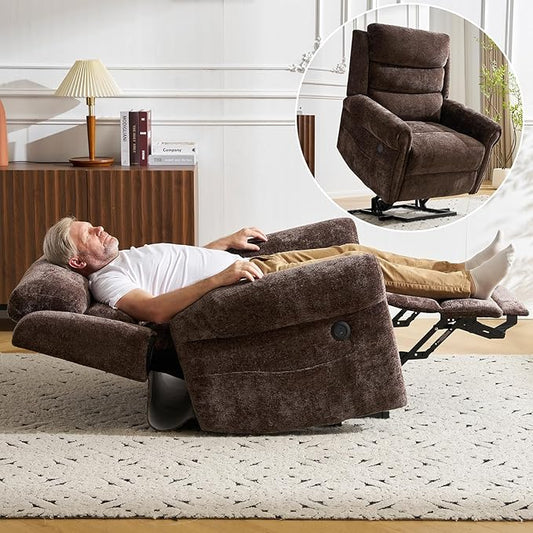 Power Lift Recliner Chair for Elderly with Adjustable Headrest, Lay Flat Lift Chair with Dual Heating and Massage, Electric Lift Recliner for Big and Tall, Extended Footrest, Coffee