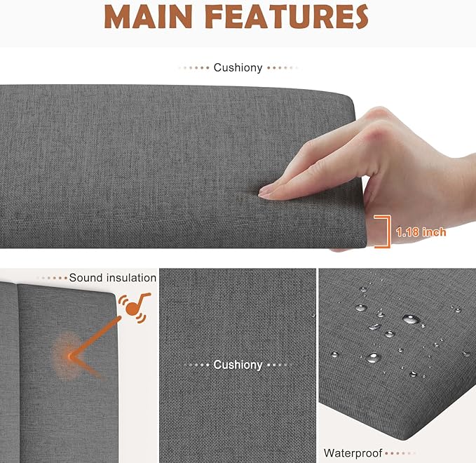 IFNOW Upholstered Wall Mounted Headboard, 3D Soundproof Wall Panels Peel and Stick Headboard for Queen Size, Reusable and Removable Tufted Bed Headboards in Dark Grey(9 Panels, 10" x 24")