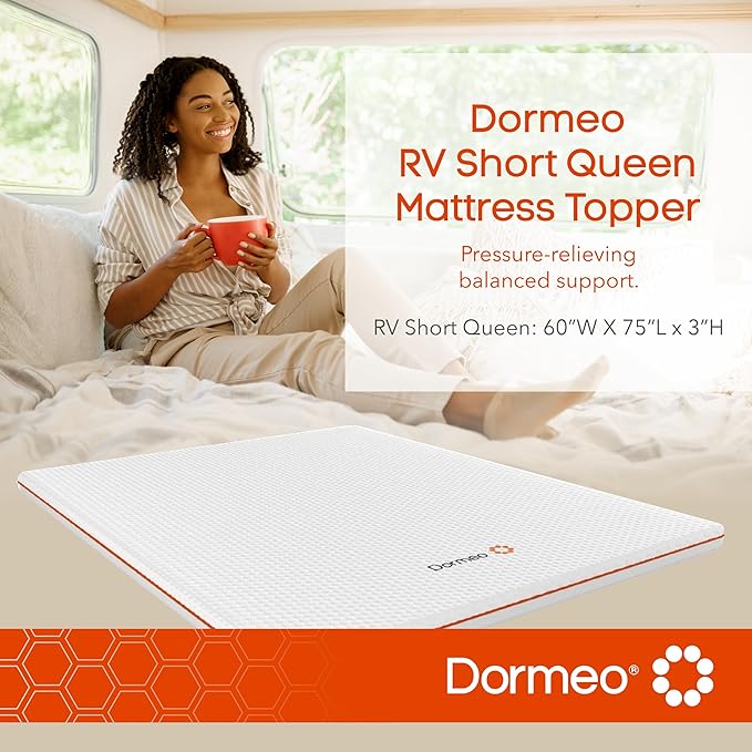 Dormeo RV Short Queen Cooling Mattress Topper, 3-Inch with Octaspring® Technology for Optimal Back Support, Medium Firmness