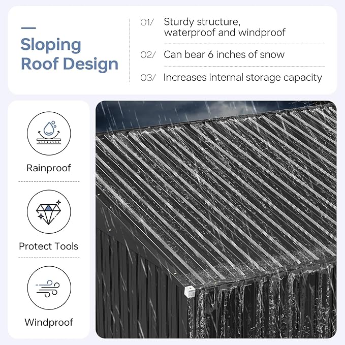 6x4 FT Outdoor Storage Shed, Metal Garden Tool Shed with Sloping Roof & Lockable Door for Patio Lawn Backyard (Black)