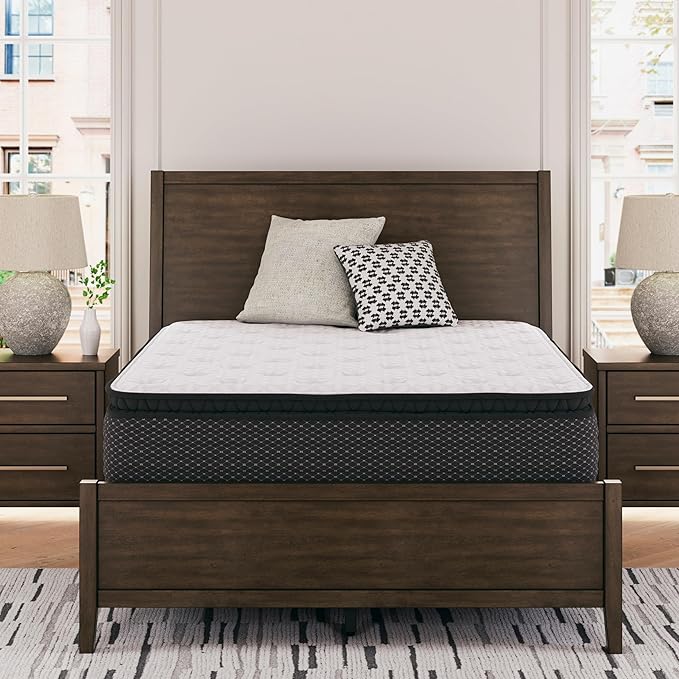 Signature Design by Ashley Limited Edition Pillow Top 13 " Pillow Top Hybrid Mattress with Gel Memory Foam and Edge Support for Cool Sleep and Pressure Relief, California King, Fiberglass Free