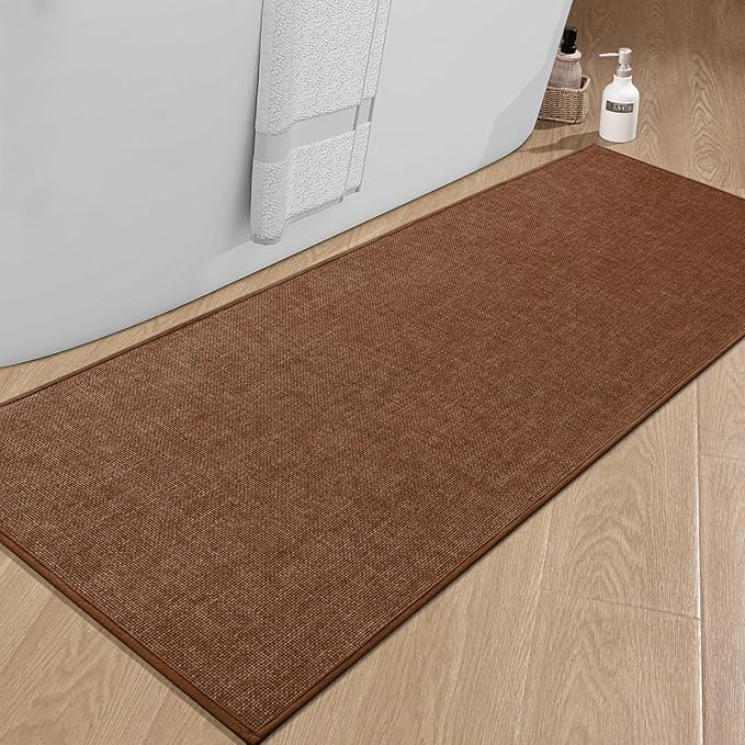 chakme Bathroom Rugs Mat 59x24, Ultra Thin Non Slip Bath Mat Large Quick Dry Absorbent Bath Mat for Bathroom Floor, (Rust, 59"x24")