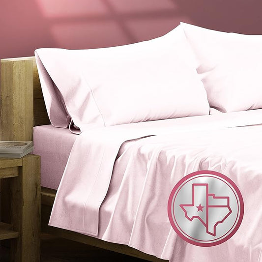 TEXAS LINEN CO. Egyptian Cotton California King Bed Sheets - 800 Thread Count 4 PC Blush Bed Sheet for Calking Size Bed, Sateen Weave Deep Pocket Luxury Hotel Sheets, Extra Soft Cooling Sheets