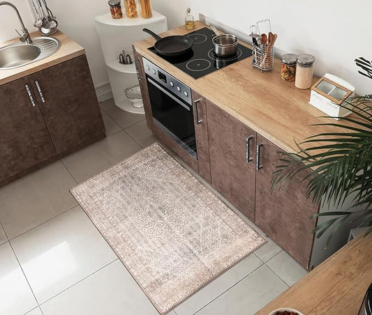 Keen Home Design 2x3 Rug - Machine Washable Entry Rug with Non-Slip Backing, Ideal for Enteryway, Kitchen, Bathroom, Laundry Room - Vintage, Easy Clean, Durable, Low Pile Rug - (2' x 3')