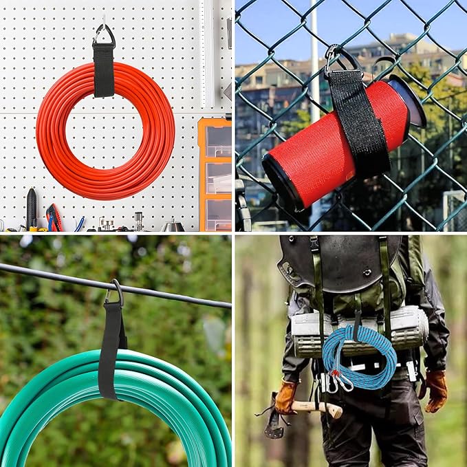 Extension Cord Organizer(8 Pack), Extension Cord Holder for Garage Organization and Storage, Heavy Duty Storage Straps for Cables, Hoses and Ropes, with Triangle Buckle for Hanging, Design Patent