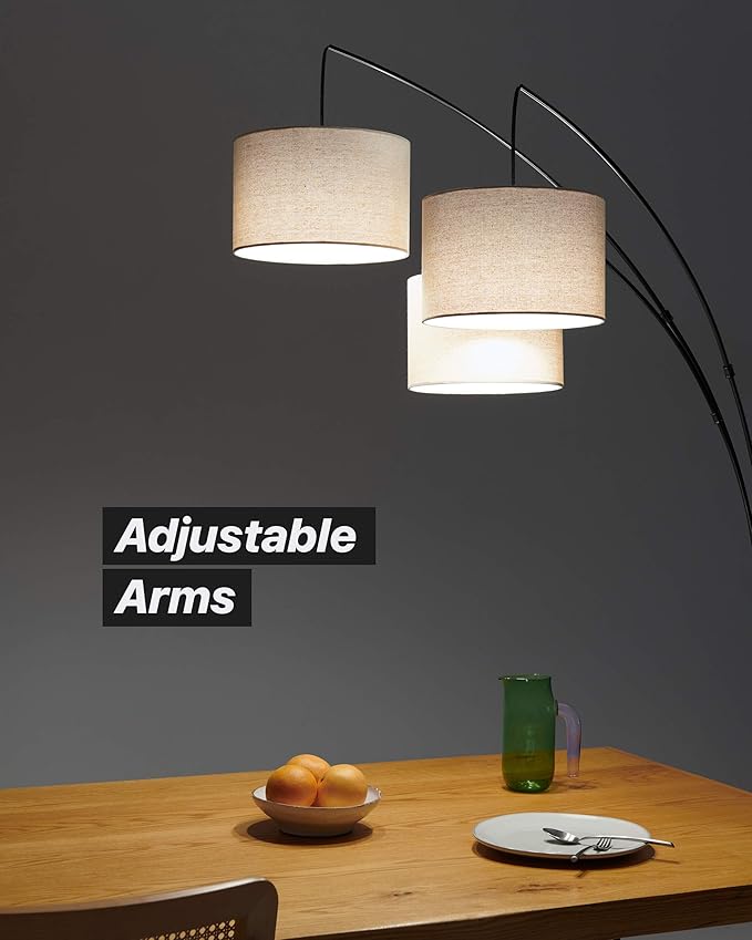 Brightech Trilage Arc Floor Lamp for Living Room, Multi Head Tree Floor Lamp for Bedroom, 3 Lights Standing Lamps Hanging Over The Couch - Black