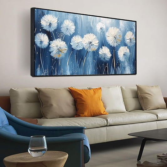 Dandelion Art Wall Decor -Flower Wall Art for Bedroom - Large Picture Frames for Wall Size 29"x 59"